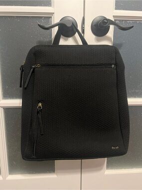 The Sak Black Textured Zip-Front Backpack